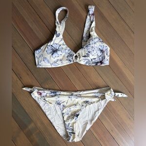 Floral Bikini Set in pale yellow and Gray